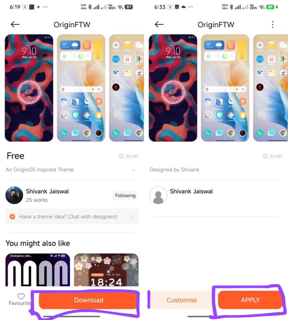 android mi themes fingerprint lock customization