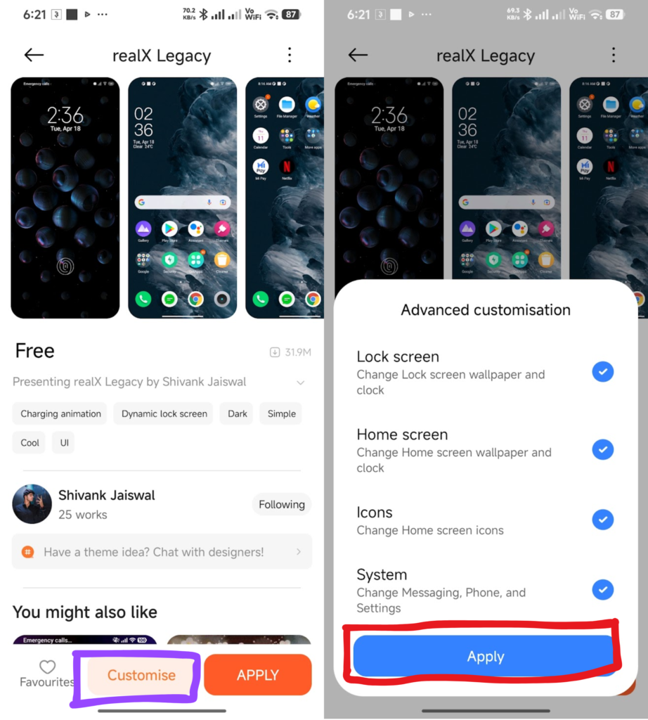 android mi themes fingerprint lock
